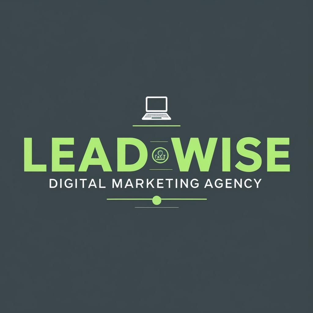 Leadwise Digital Marketing Agency logo featuring a minimalist laptop icon and bold green typography symbolizing innovation, growth, and digital expertise
